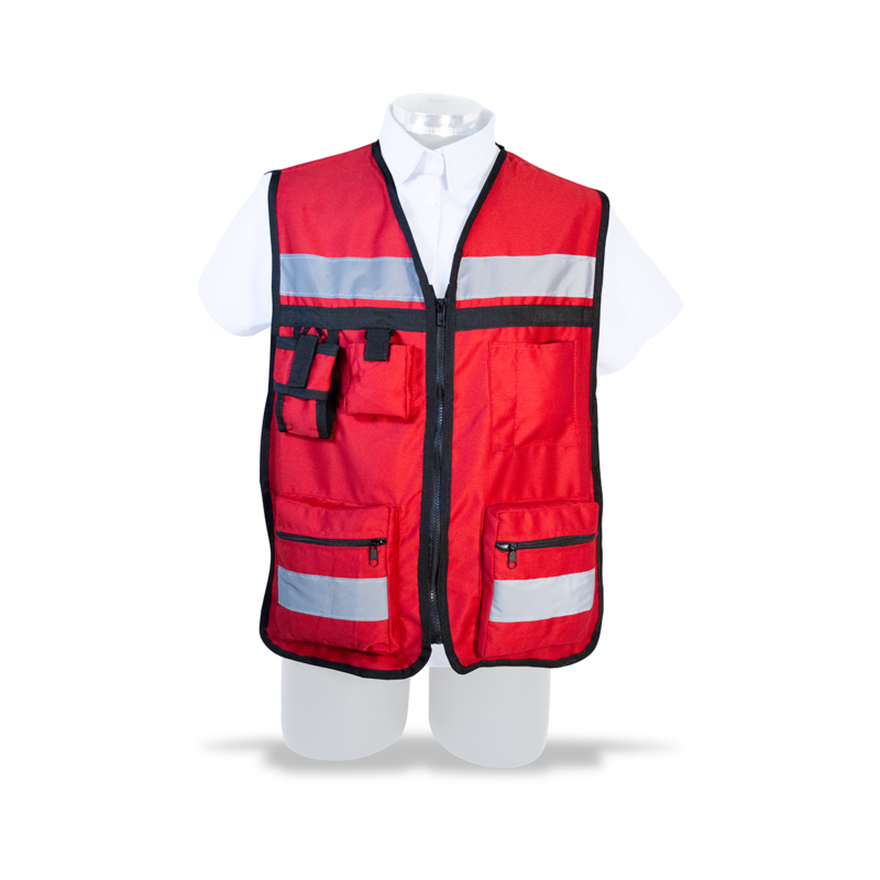 CHALECO DE GABARDINA BRIGADISTA ROJO